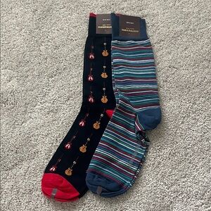 Johnston & Murphy Men's Guitar and Striped Socks - Red, Blue, Black